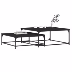 vidaXL Nesting Coffee Tables Telephone Table End Table 2 pcs Engineered Wood - black