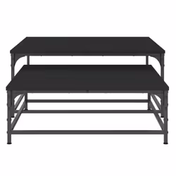 vidaXL Nesting Coffee Tables Telephone Table End Table 2 pcs Engineered Wood - black - Additional view 4