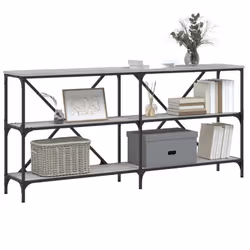 vidaXL Console Table Side Table Sideboard End Table Engineered Wood and Iron - grey sonoma, 160 x 30 x 75 cm/ 1 pcs - Additional view 2