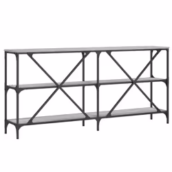 vidaXL Console Table Side Table Sideboard End Table Engineered Wood and Iron - grey sonoma, 160 x 30 x 75 cm/ 1 pcs - Additional view 5