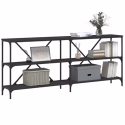 vidaXL Console Table Side Table Sideboard End Table Engineered Wood and Iron - black, 180 x 30 x 75 cm/ 1 pcs - Additional view 2