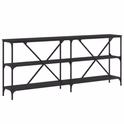 vidaXL Console Table Side Table Sideboard End Table Engineered Wood and Iron - black, 180 x 30 x 75 cm/ 1 pcs - Additional view 5