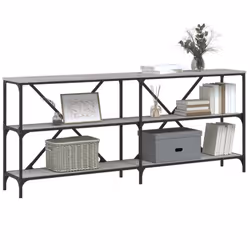 vidaXL Console Table Side Table Sideboard End Table Engineered Wood and Iron - grey sonoma, 180 x 30 x 75 cm/ 1 pcs - Additional view 2