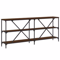 vidaXL Console Table Side Table Sideboard End Table Engineered Wood and Iron - brown oak, 180 x 30 x 75 cm/ 2 pcs - Additional view 5