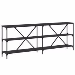 vidaXL Console Table Side Table Sideboard End Table Engineered Wood and Iron - black, 200 x 30 x 75 cm/ 1 pcs - Additional view 5