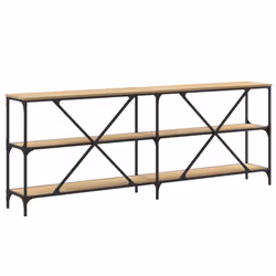 vidaXL Console Table Side Table Sideboard End Table Engineered Wood and Iron - sonoma oak, 200 x 30 x 75 cm/ 2 pcs - Additional view 5