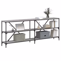 vidaXL Console Table Side Table Sideboard End Table Engineered Wood and Iron - grey sonoma, 200 x 30 x 75 cm/ 2 pcs - Additional view 2