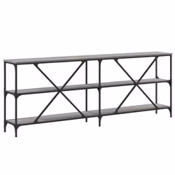 vidaXL Console Table Side Table Sideboard End Table Engineered Wood and Iron - grey sonoma, 200 x 30 x 75 cm/ 2 pcs - Additional view 5