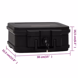 vidaXL Safe Box Security Safe Waterproof Fireproof Safe Box Lock Box Black - 38 x 32.5 x 16.5 cm