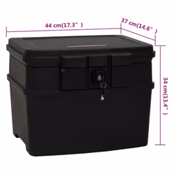 vidaXL Safe Box Security Safe Waterproof Fireproof Safe Box Lock Box Black - 44 x 37 x 34 cm