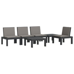 vidaXL Garden Lounge Set Table and Chairs with Cushions 6 Piece Anthracite PP