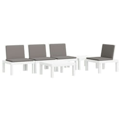 vidaXL Garden Lounge Set Patio Table and Chairs with Cushions 6 Piece White PP