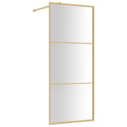 vidaXL Walk-in Shower Wall Bath Screen Shower Screen with Clear ESG Glass Gold