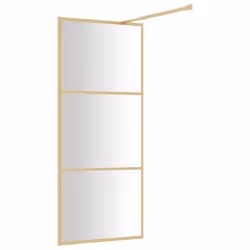 vidaXL Walk-in Shower Wall Bath Screen Shower Screen with Clear ESG Glass Gold - Additional view 4