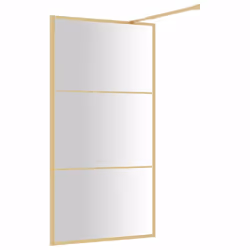vidaXL Walk-in Shower Wall Bath Screen Shower Screen with Clear ESG Glass Gold - Additional view 4