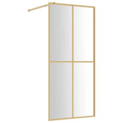 vidaXL Walk-in Shower Wall Bath Screen Shower Screen with Clear ESG Glass Gold