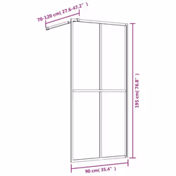 vidaXL Walk-in Shower Wall Bath Screen Shower Screen with Clear ESG Glass Gold - Additional view 6