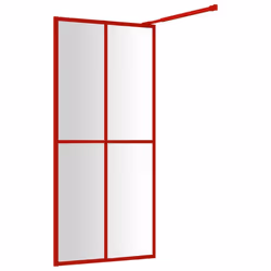 vidaXL Walk-in Shower Wall Bath Screen Shower Screen with Clear ESG Glass Red - Additional view 4