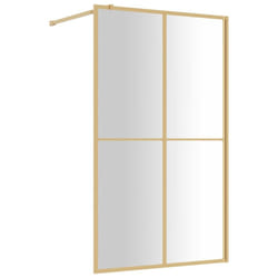 vidaXL Walk-in Shower Wall Bath Screen Shower Screen with Clear ESG Glass Gold