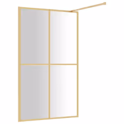 vidaXL Walk-in Shower Wall Bath Screen Shower Screen with Clear ESG Glass Gold - Additional view 4
