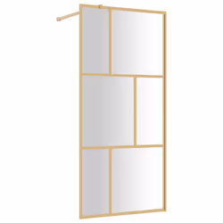 vidaXL Walk-in Shower Wall Bath Screen Shower Screen with Clear ESG Glass Gold