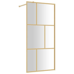 vidaXL Walk-in Shower Wall Bath Screen Shower Screen with Clear ESG Glass Gold