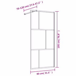 vidaXL Walk-in Shower Wall Bath Screen Shower Screen with Clear ESG Glass Gold