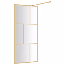 vidaXL Walk-in Shower Wall Bath Screen Shower Screen with Clear ESG Glass Gold - Additional view 4