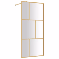 vidaXL Walk-in Shower Wall Bath Screen Shower Screen with Clear ESG Glass Gold