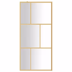 vidaXL Walk-in Shower Wall Bath Screen Shower Screen with Clear ESG Glass Gold