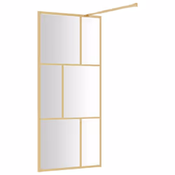 vidaXL Walk-in Shower Wall Bath Screen Shower Screen with Clear ESG Glass Gold - Additional view 4