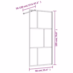 vidaXL Walk-in Shower Wall Bath Screen Shower Screen with Clear ESG Glass Gold - Additional view 6