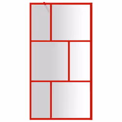 vidaXL Walk-in Shower Wall Bath Screen Shower Screen with Clear ESG Glass Red