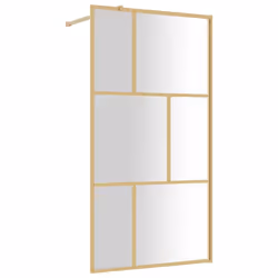 vidaXL Walk-in Shower Wall Bath Screen Shower Screen with Clear ESG Glass Gold