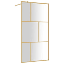 vidaXL Walk-in Shower Wall Bath Screen Shower Screen with Clear ESG Glass Gold