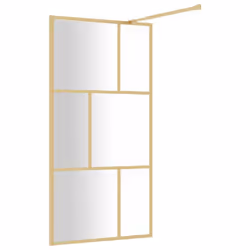 vidaXL Walk-in Shower Wall Bath Screen Shower Screen with Clear ESG Glass Gold - Additional view 4