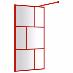 vidaXL Walk-in Shower Wall Bath Screen Shower Screen with Clear ESG Glass Red - Additional view 4