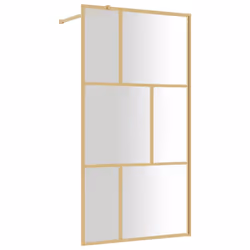 vidaXL Walk-in Shower Wall Bath Screen Shower Screen with Clear ESG Glass Gold