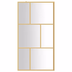 vidaXL Walk-in Shower Wall Bath Screen Shower Screen with Clear ESG Glass Gold