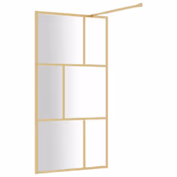 vidaXL Walk-in Shower Wall Bath Screen Shower Screen with Clear ESG Glass Gold - Additional view 4
