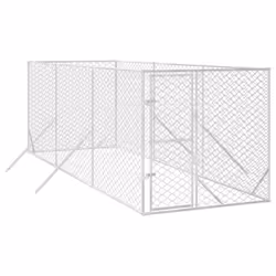 vidaXL Outdoor Dog Kennel Pet Cage Dog House Pet Crate Silver Galvanised Steel - 2 x 6 x 2 m - Additional view 2