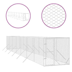vidaXL Outdoor Dog Kennel Pet Cage Dog House Pet Crate Silver Galvanised Steel - 2 x 14 x 2 m