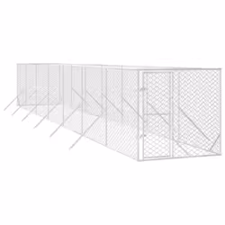 vidaXL Outdoor Dog Kennel Pet Cage Dog House Pet Crate Silver Galvanised Steel - 2 x 14 x 2 m