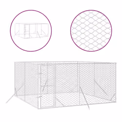 vidaXL Outdoor Dog Kennel Pet Cage Dog House Pet Crate Silver Galvanised Steel - 4 x 4 x 2 m
