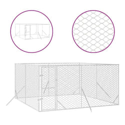 vidaXL Outdoor Dog Kennel Pet Cage Dog House Pet Crate Silver Galvanised Steel - 4 x 4 x 2 m