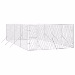 vidaXL Outdoor Dog Kennel Pet Cage Dog House Pet Crate Silver Galvanised Steel - 4 x 8 x 2 m