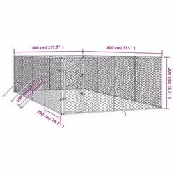 vidaXL Outdoor Dog Kennel Pet Cage Dog House Pet Crate Silver Galvanised Steel - 4 x 8 x 2 m