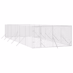 vidaXL Outdoor Dog Kennel Pet Cage Dog House Pet Crate Silver Galvanised Steel - 4 x 12 x 2 m