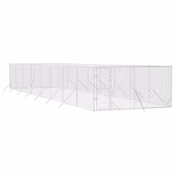 vidaXL Outdoor Dog Kennel Pet Cage Dog House Pet Crate Silver Galvanised Steel - 4 x 16 x 2 m