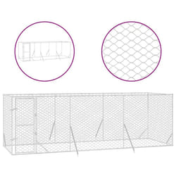 vidaXL Outdoor Dog Kennel Pet Cage Dog House Pet Crate Silver Galvanised Steel - 6 x 2 x 2 m